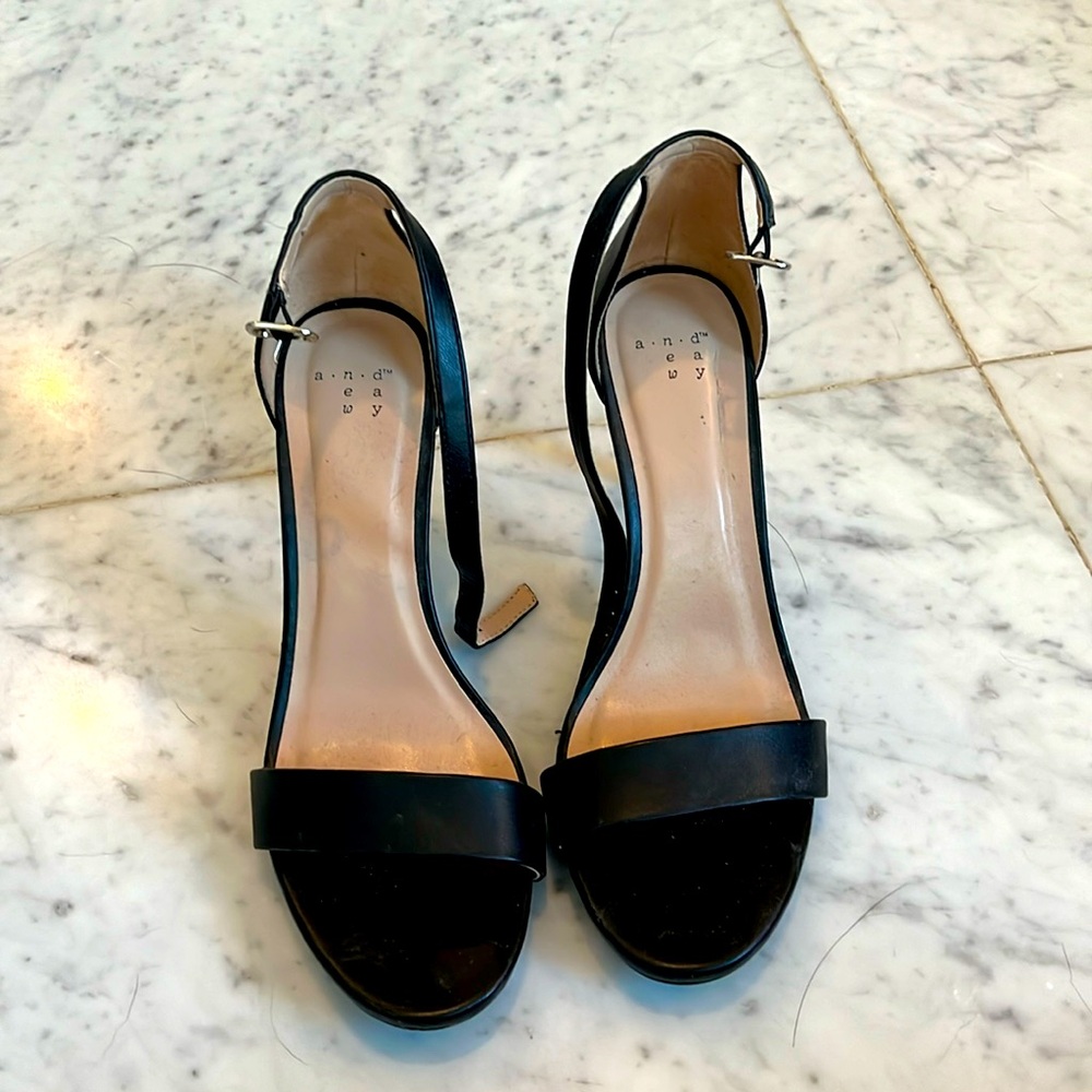 Black ankle strap heels Size 8